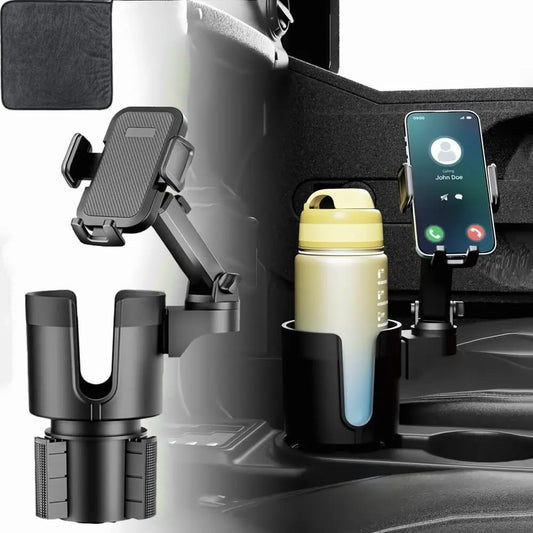 ZANZER 2-in-1 Adjustable Cup Holder Phone Mount with 360° Rotation NEW