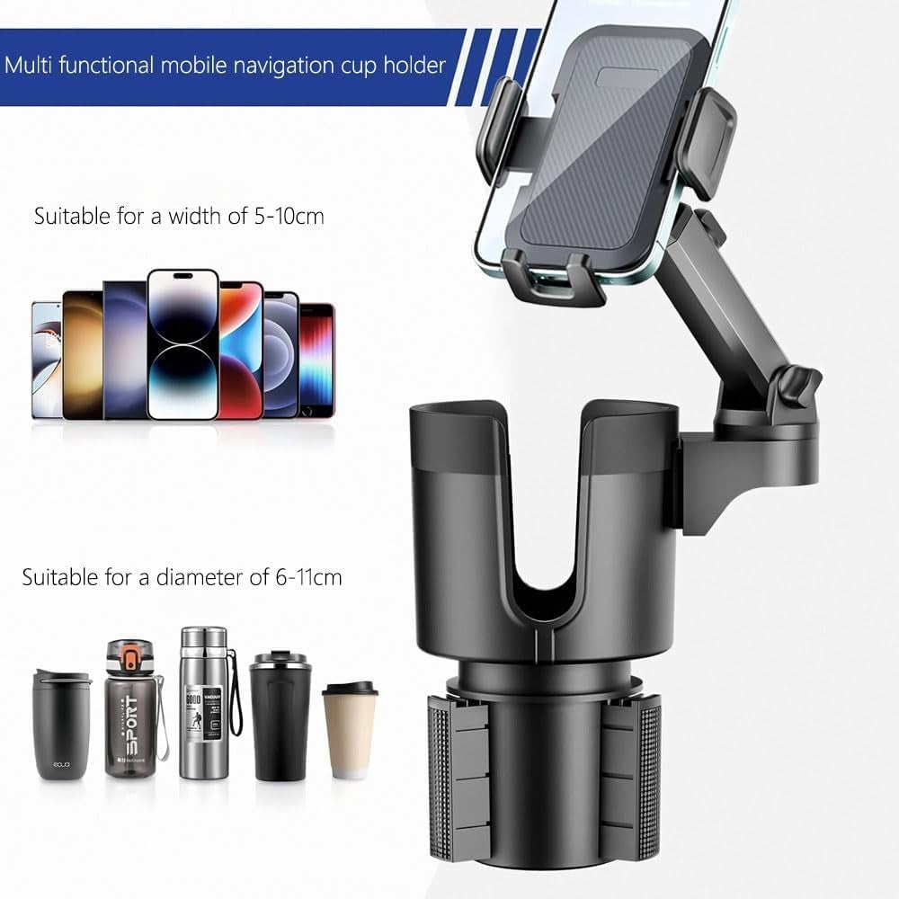ZANZER 2-in-1 Adjustable Cup Holder Phone Mount with 360° Rotation NEW