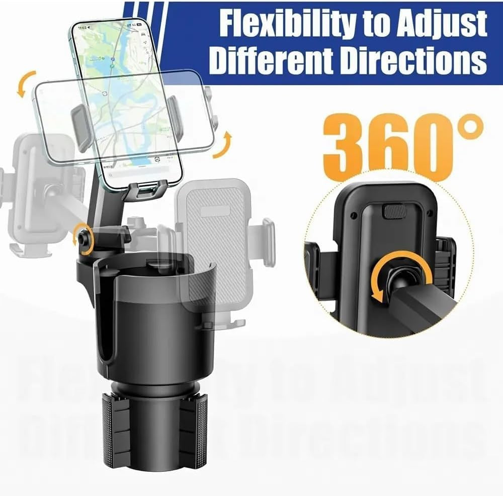 ZANZER 2-in-1 Adjustable Cup Holder Phone Mount with 360° Rotation NEW