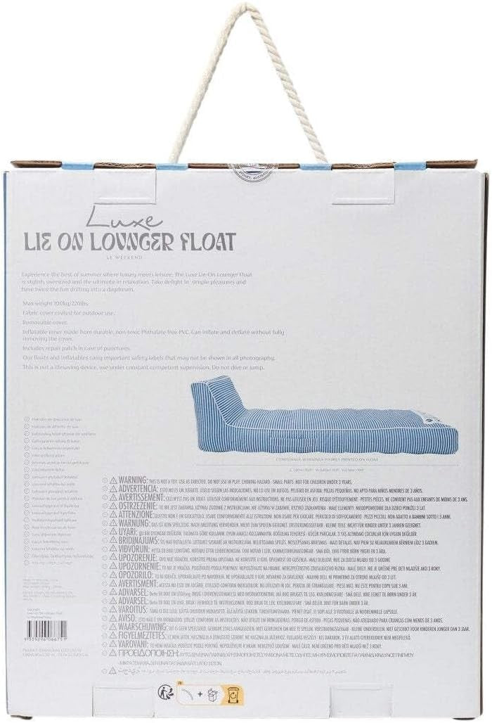SunnyLIFE Luxe Inflatable Pool Float Lounger Navy White Stripe 180x85cm NEW