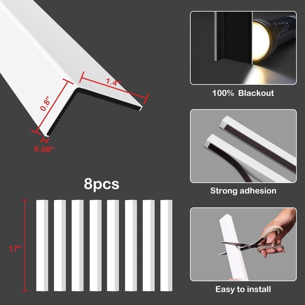 KELIXU 100% Blackout PVC Light Blocking Strips for Roller Blinds 43x3.5cm NEW