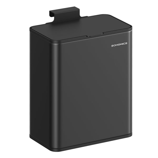 SONGMICS 8L Hanging Kitchen Trash Bin with Lid for Food Waste in Ink Black NEW