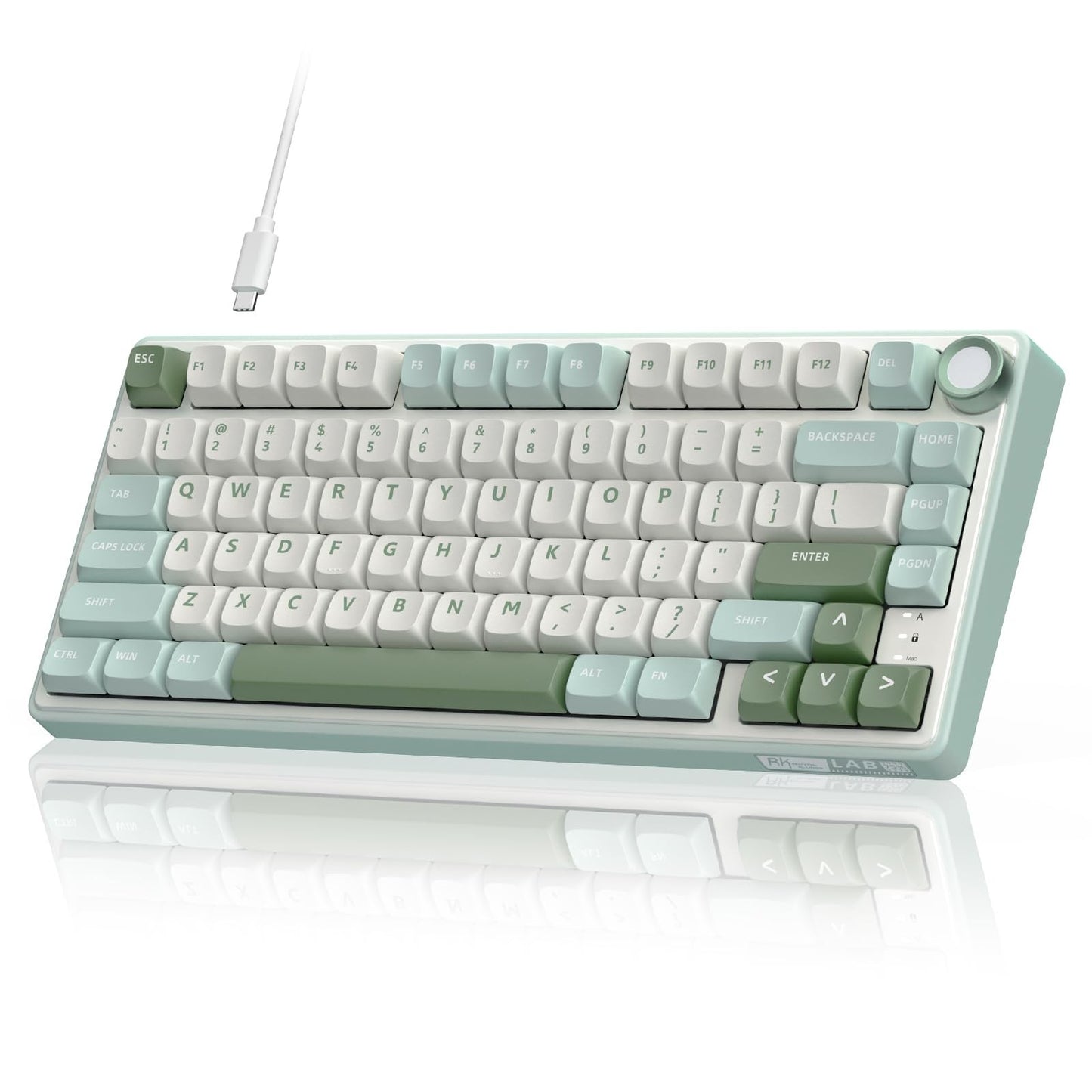 ROYAL KLUDGE R75 Wired Mechanical Keyboard Hot Swappable Silver Switch Green NEW