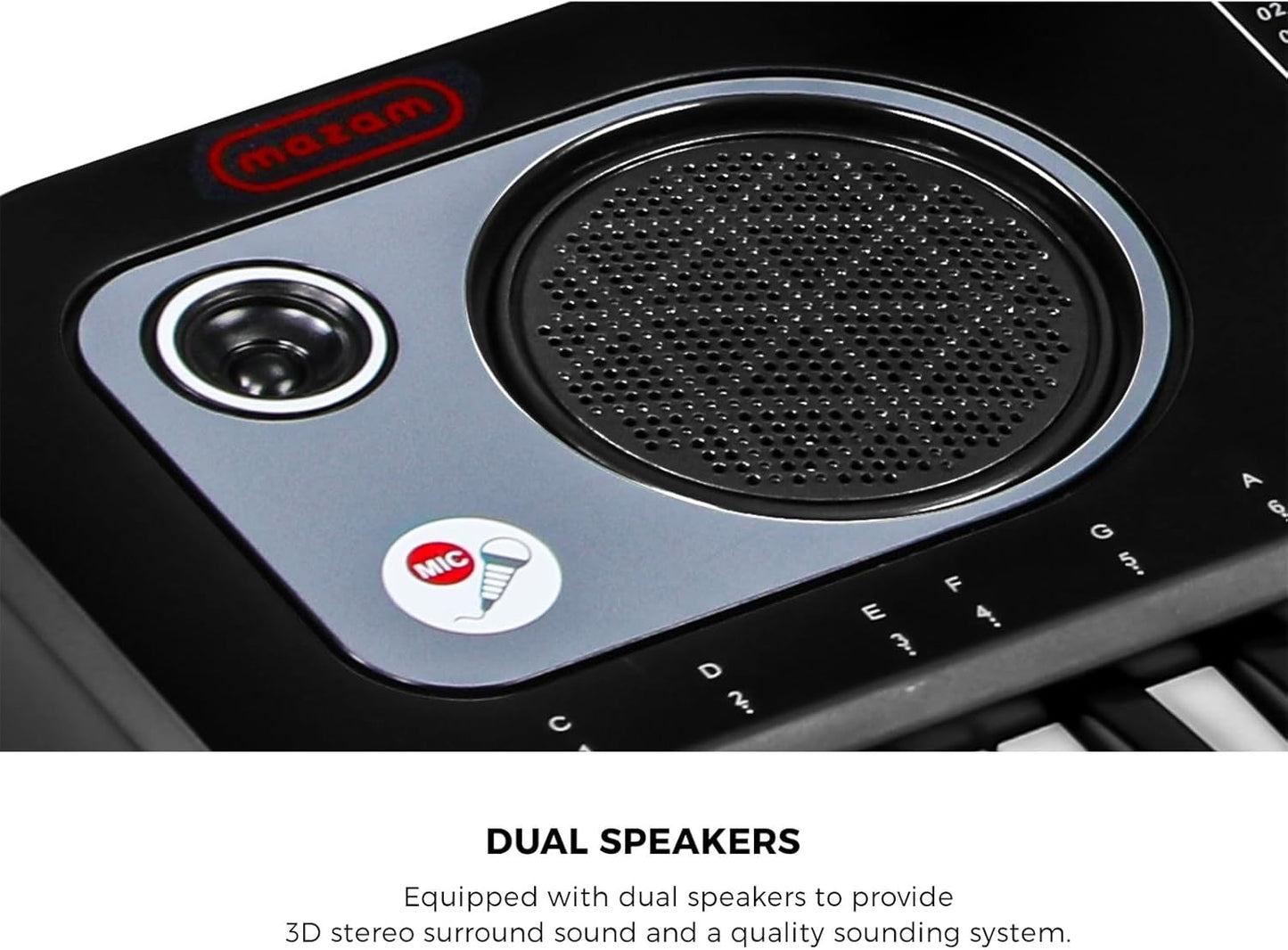 Mazam EK-04-BK 61 Keys Portable Electronic Kids Keyboard with Microphone NEW