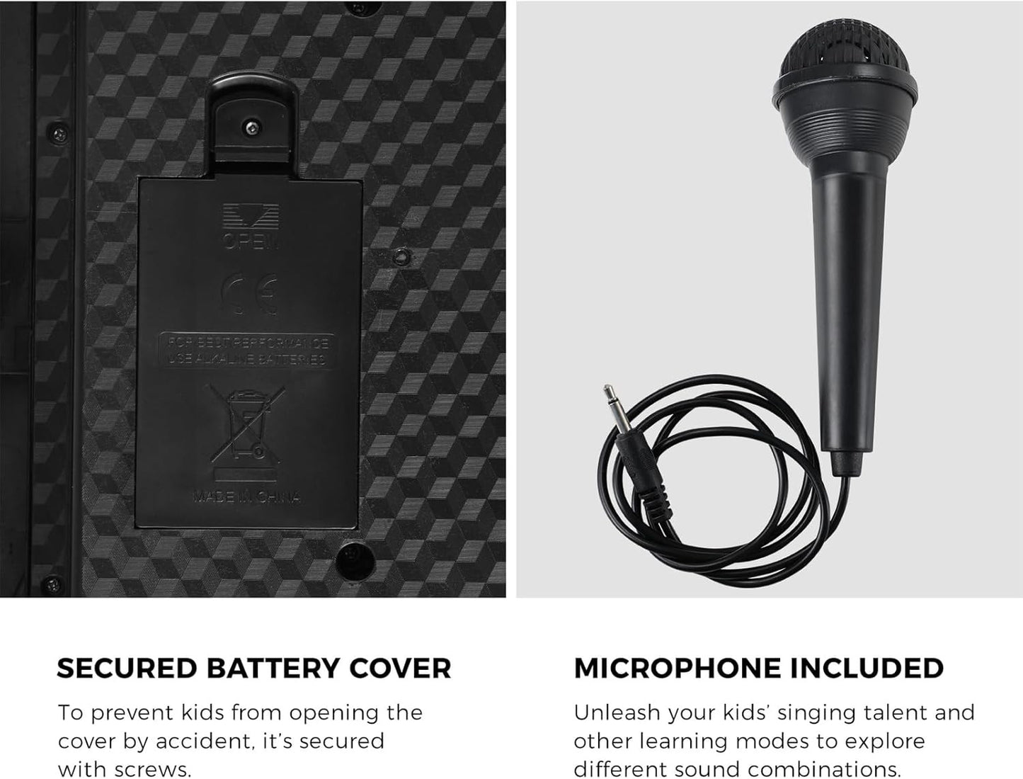 Mazam EK-04-BK 61 Keys Portable Electronic Kids Keyboard with Microphone NEW