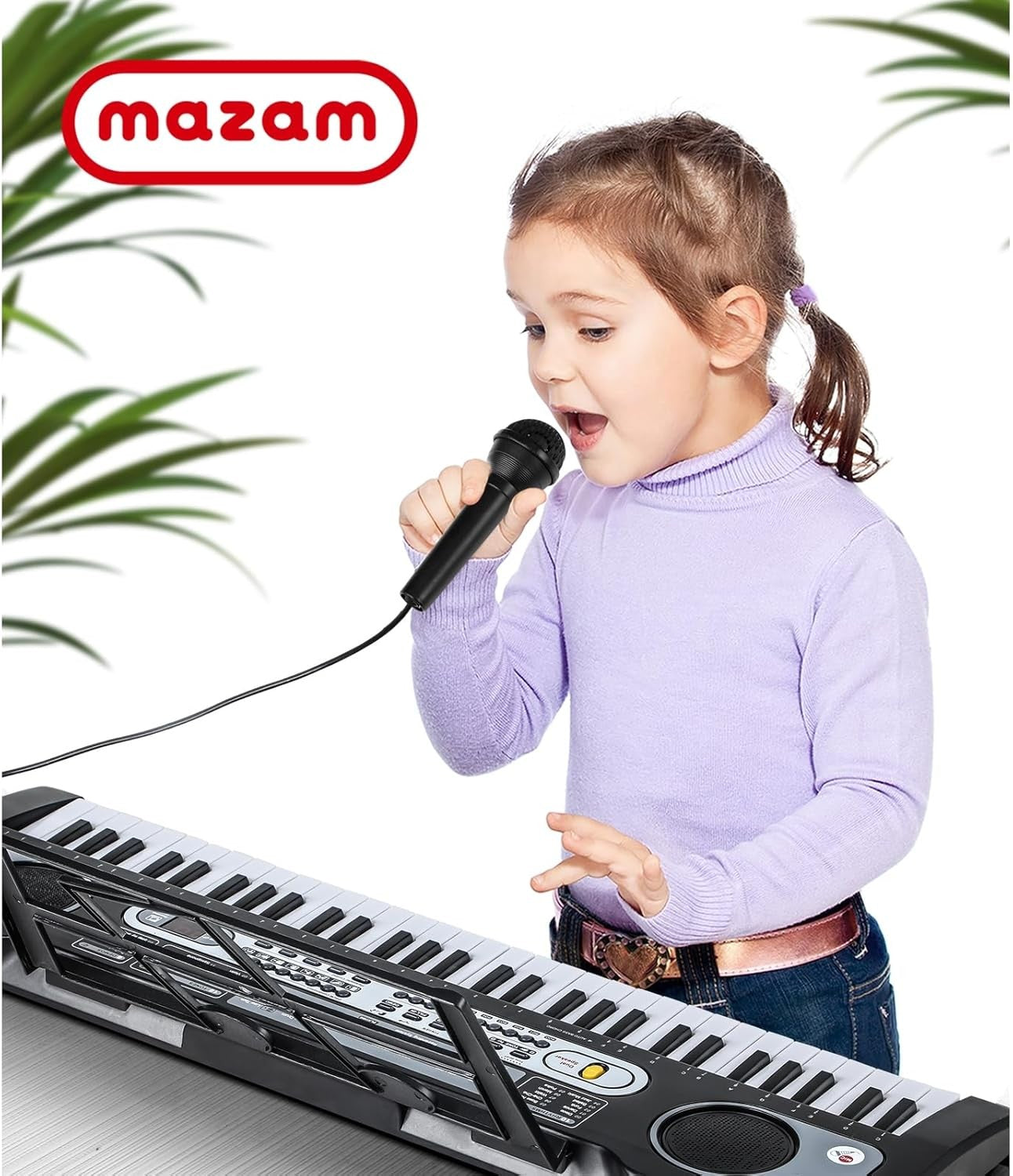 Mazam EK-04-BK 61 Keys Portable Electronic Kids Keyboard with Microphone NEW