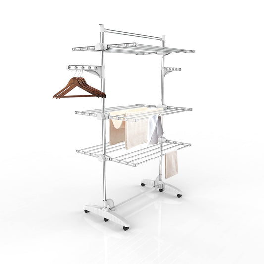 Todeco 3 Tier Folding Stainless Steel Adjustable Clothes Drying Rack NEW
