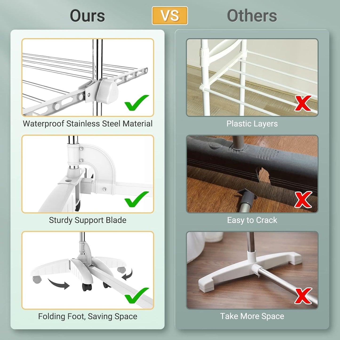 Todeco 3 Tier Folding Stainless Steel Adjustable Clothes Drying Rack NEW