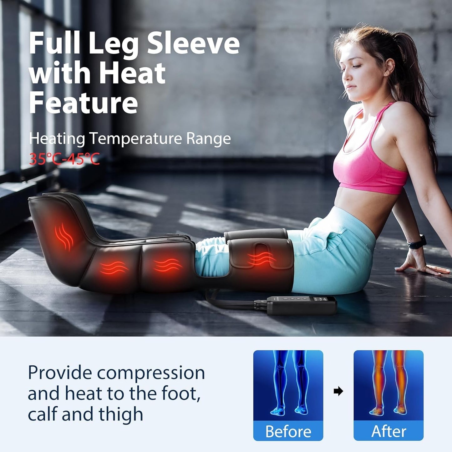 CINCOM CM-078A Leg Massager with Heat & Compression for Pain Relief NEW