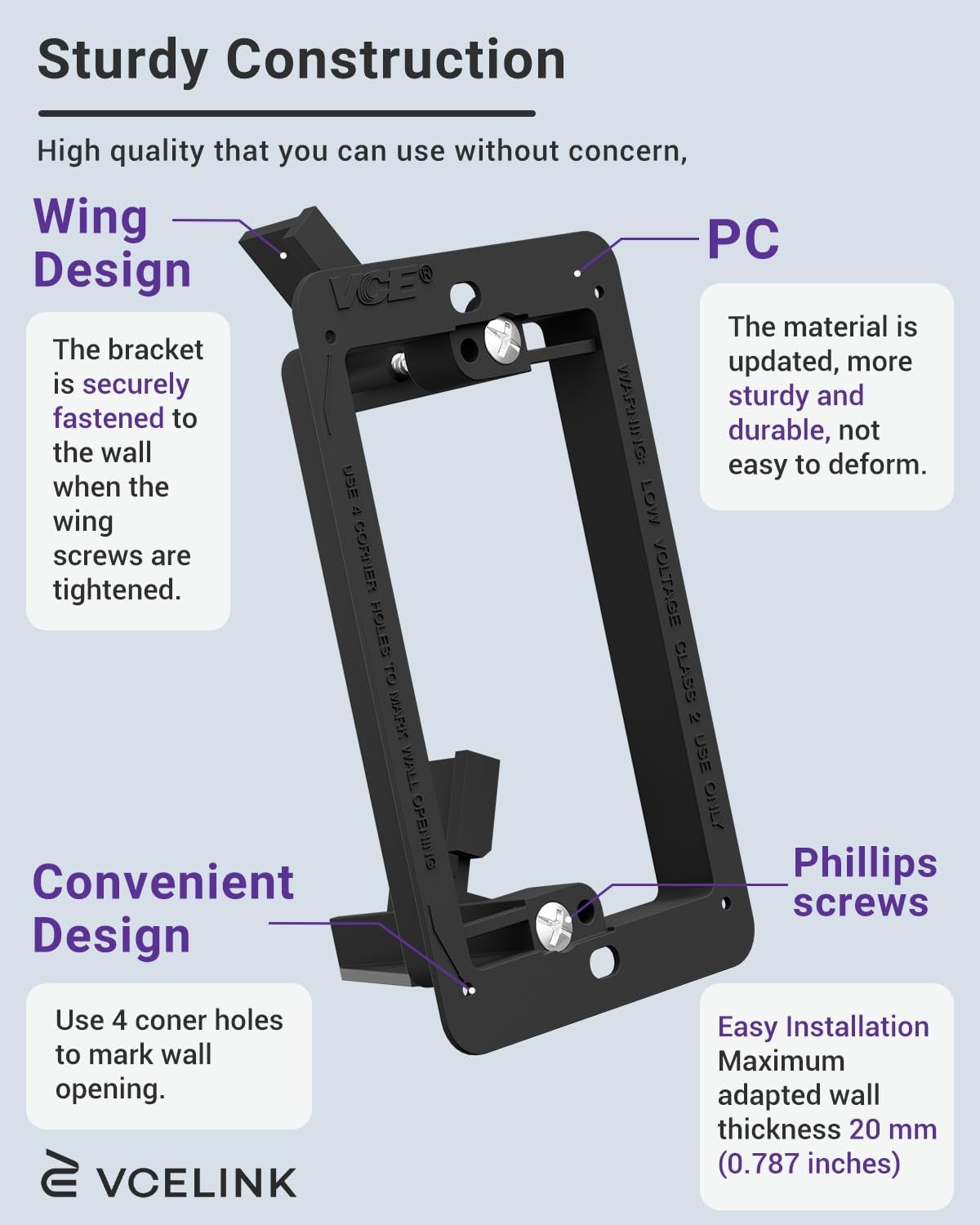 VCELink 2 Pack Brush Wall Plate Cable Pass with Mounting Bracket in White NEW
