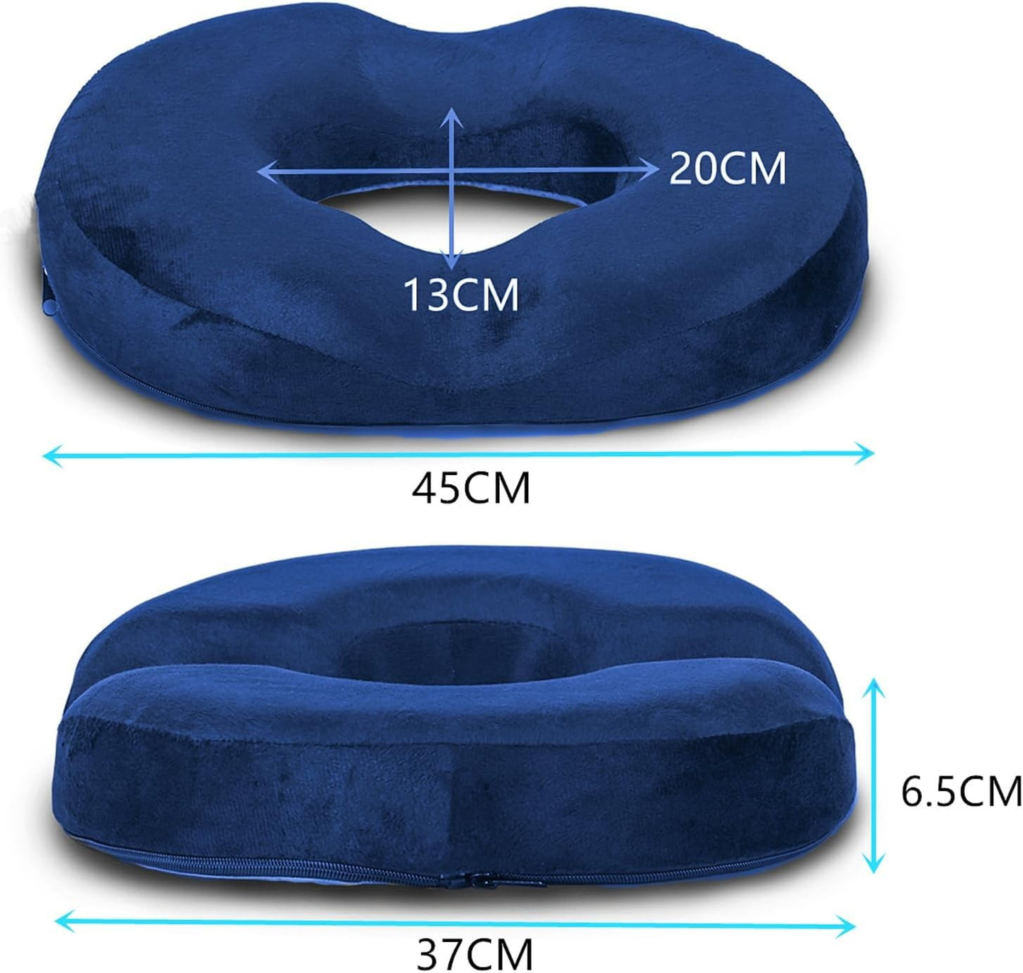 Memory Foam Seat Cushion Donut Pillow Navy Blue Tailbone Pain Relief NEW