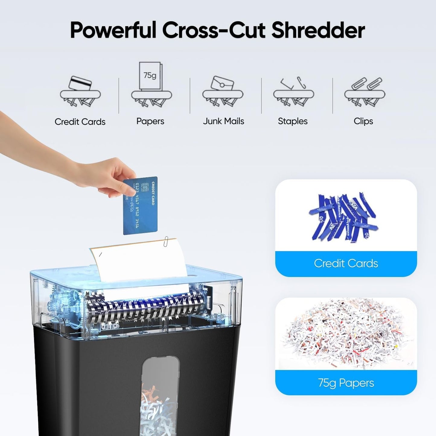 12L 6-Sheet Cross Cut Shredder ST-15CC Black Heavy Duty Jam Proof NEW