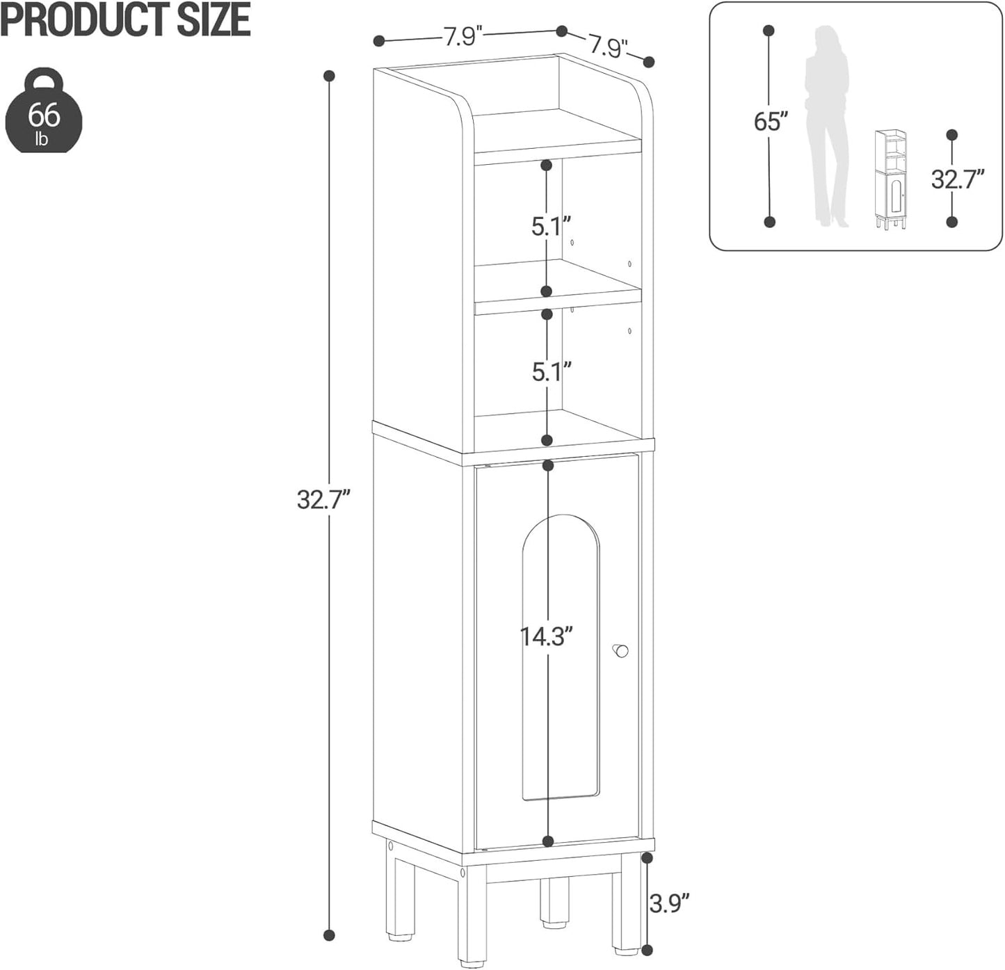Hzuaneri Rustic Brown Bathroom Storage Cabinet with Adjustable Shelves NEW