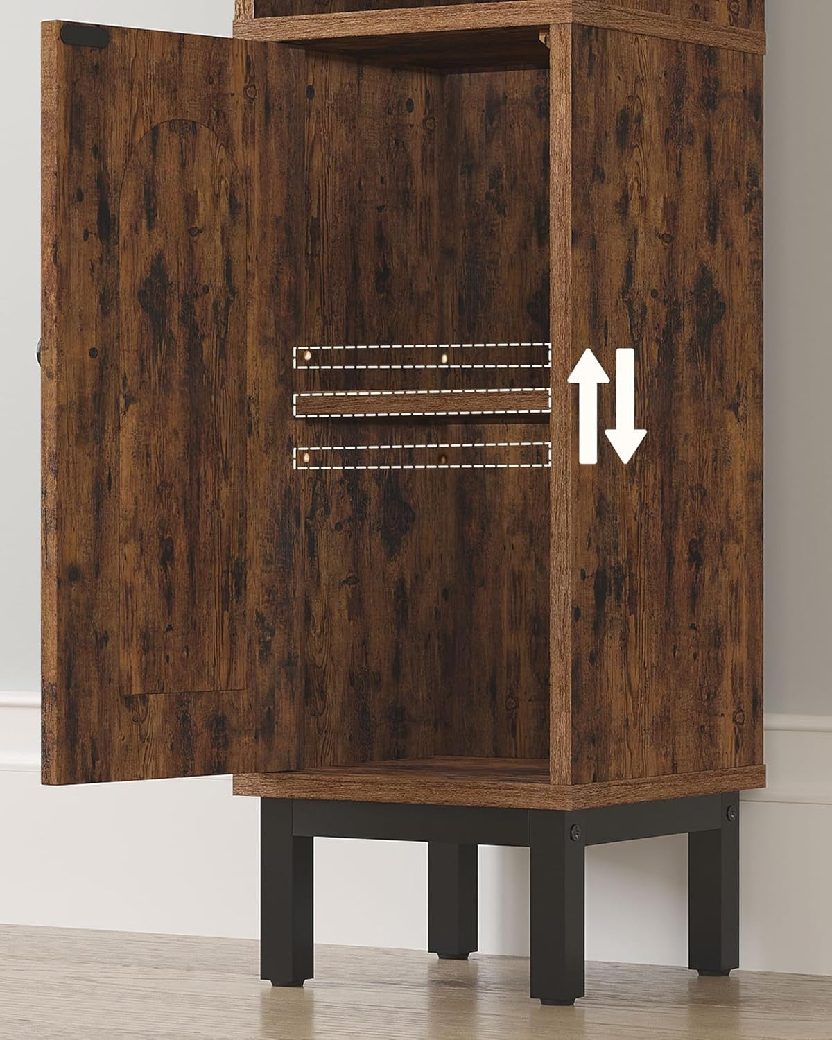 Hzuaneri Rustic Brown Bathroom Storage Cabinet with Adjustable Shelves NEW