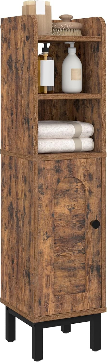 Hzuaneri Rustic Brown Bathroom Storage Cabinet with Adjustable Shelves NEW