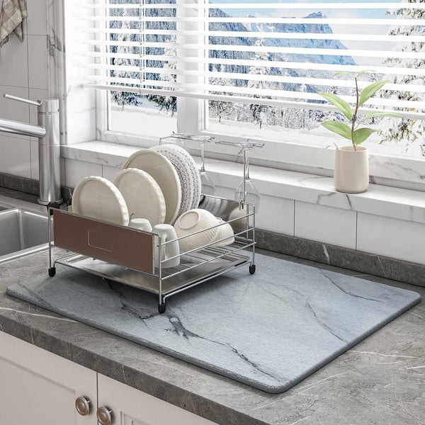 DAWNTREES Super Absorbent Diatomite Stone Kitchen Drying Mat 30x40cm Grey NEW