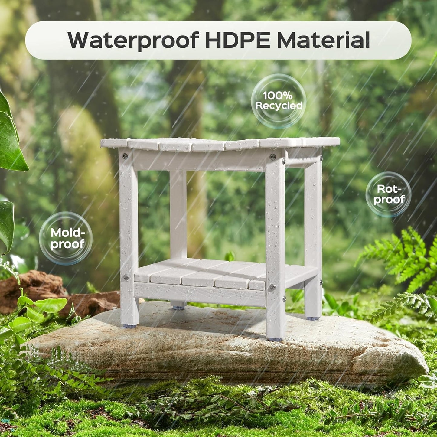 18.5 Inch White Shower Bench Stool HDPE Waterproof Chair 350LBS Max NEW