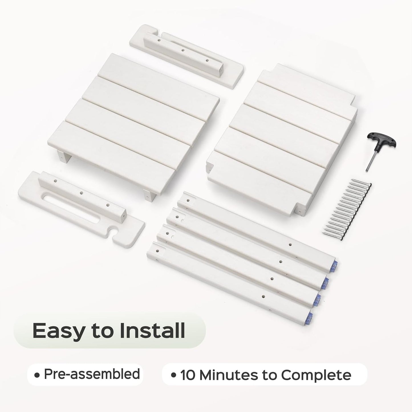 18.5 Inch White Shower Bench Stool HDPE Waterproof Chair 350LBS Max NEW