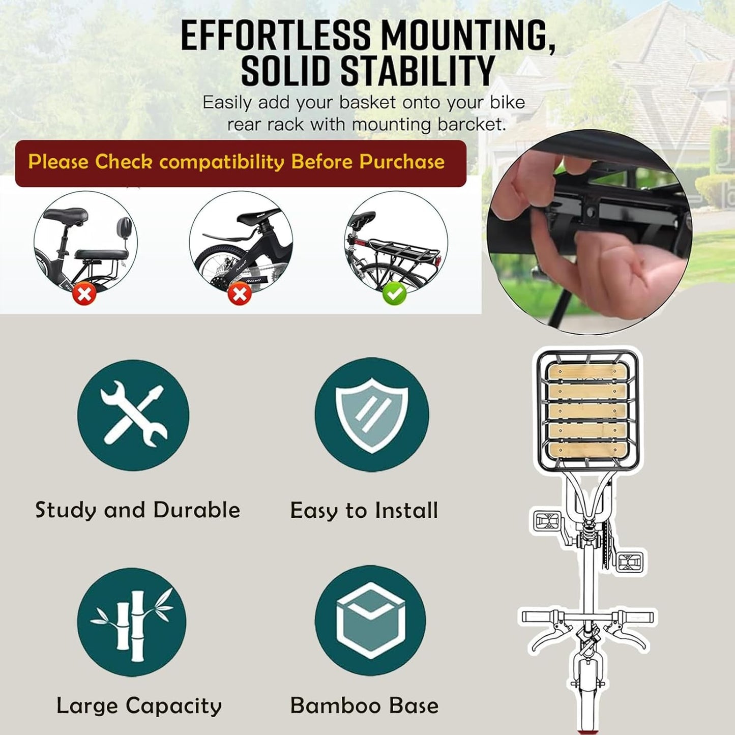 Bike Basket Heavy Duty Waterproof Cover Cargo Net 35x30x17cm Black Brown NEW