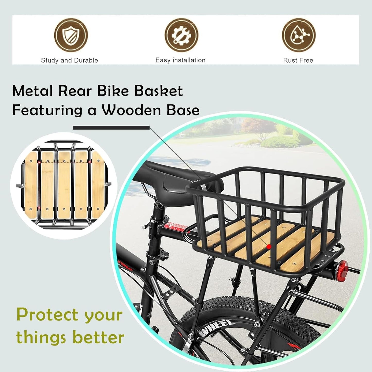 Bike Basket Heavy Duty Waterproof Cover Cargo Net 35x30x17cm Black Brown NEW