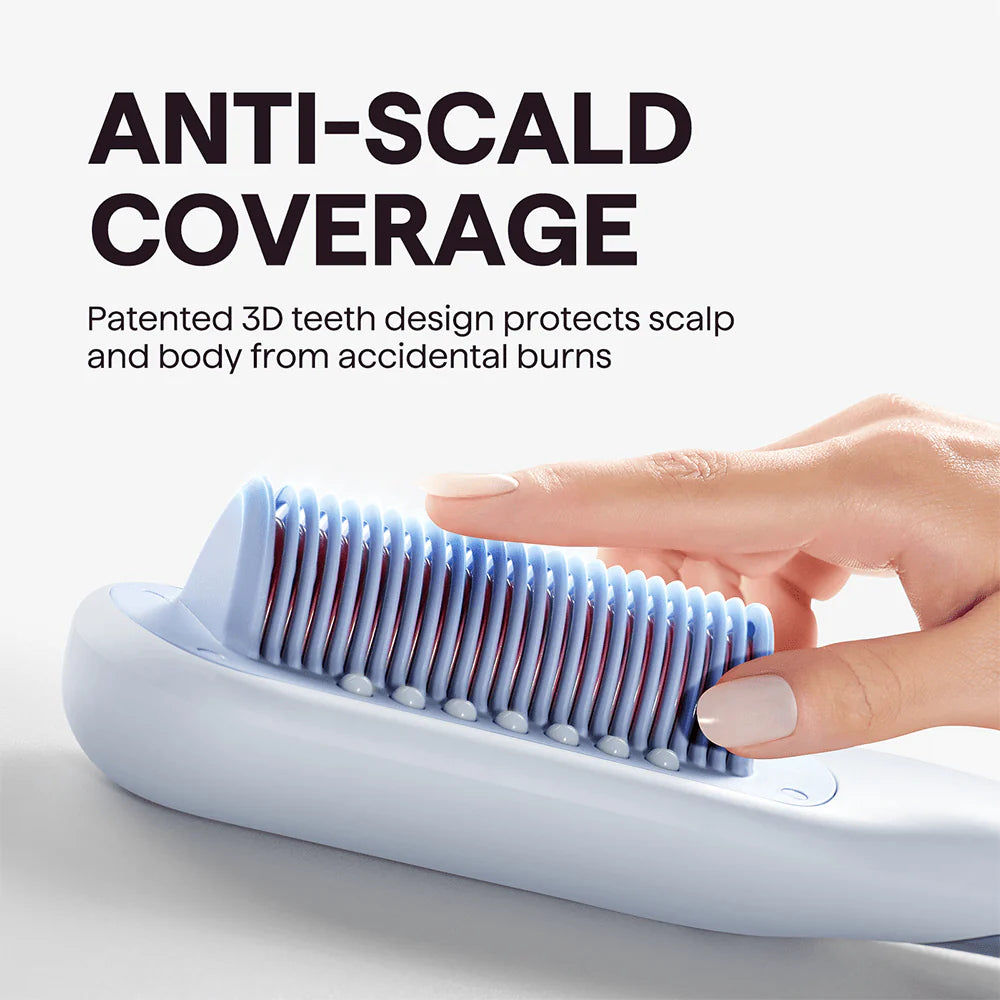 Wavytalk B390 3 in 1 Steamline Pro Steam Hair Straightener Brush in Blue NEW