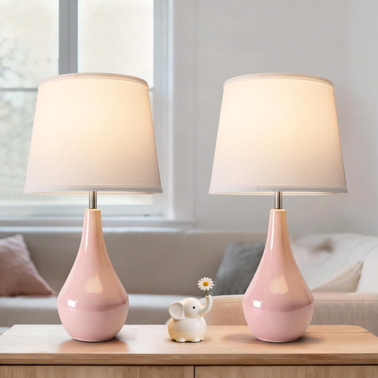 Tisuokae 2 Pack 50cm E27 LED Bulbs Pink Ceramic Bedside Lamps Nightstand NEW