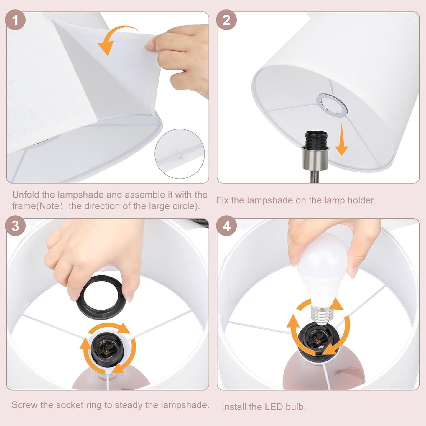 Tisuokae 2 Pack 50cm E27 LED Bulbs Pink Ceramic Bedside Lamps Nightstand NEW