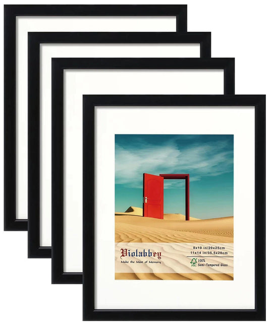 VIOLABBEY Set of 4 8x10 Simple Black Picture Frames 11x14 Inch NEW