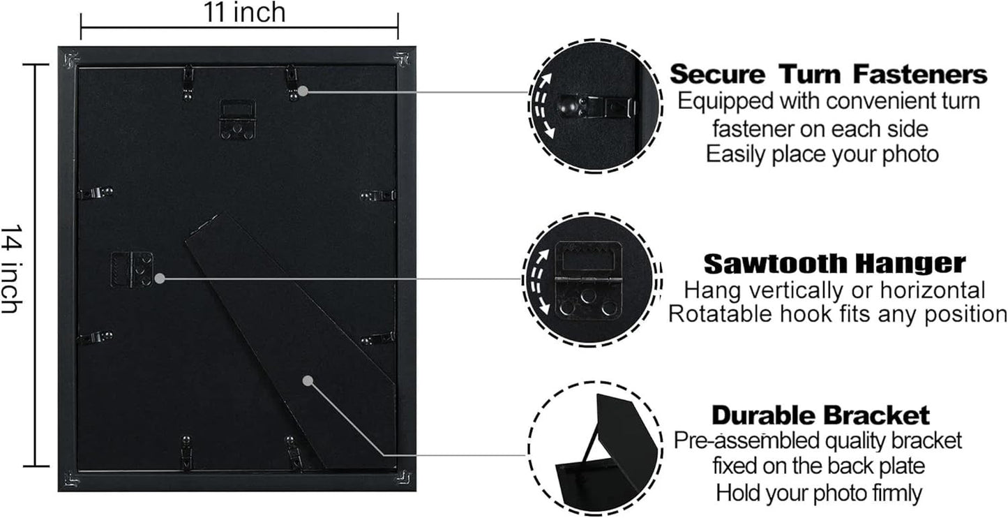 VIOLABBEY Set of 4 8x10 Simple Black Picture Frames 11x14 Inch NEW