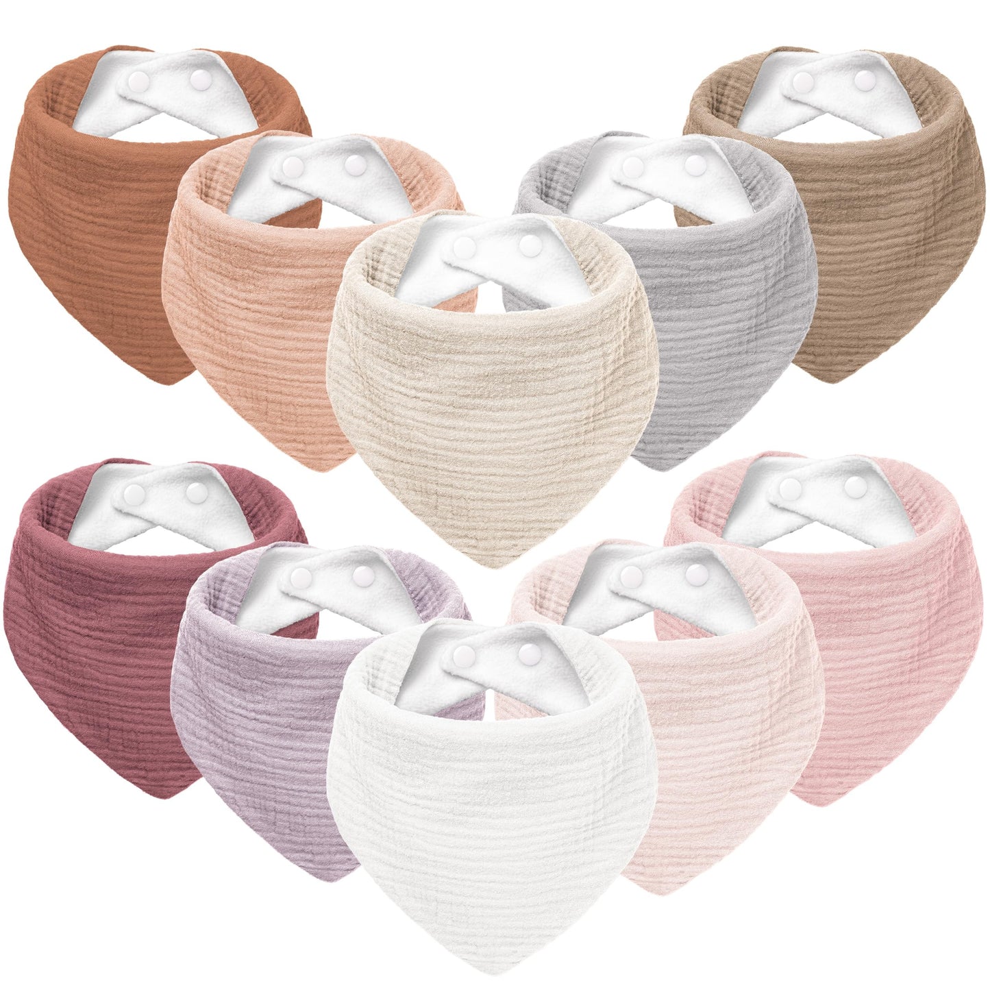Susurration Muslin Baby Bibs 10-Pack Soft Adjustable Bandana for Newborns