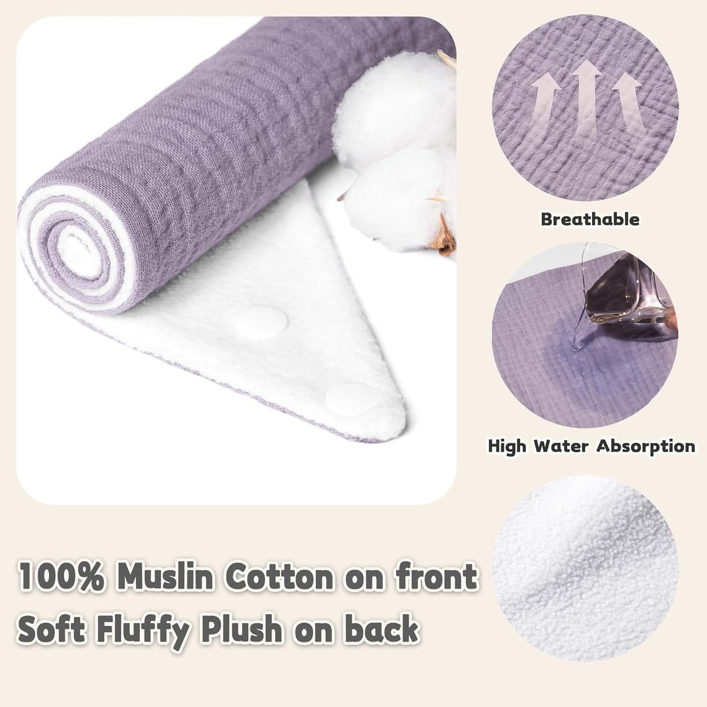 Susurration Muslin Baby Bibs 10-Pack Soft Adjustable Bandana for Newborns