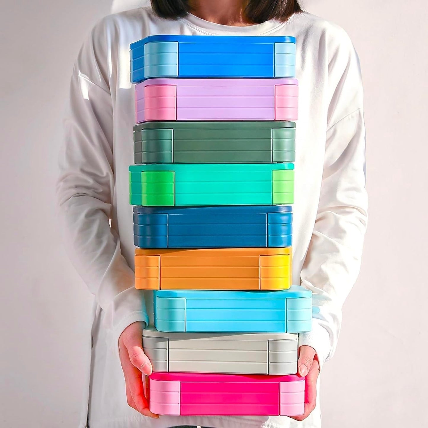 QIANYILI 3-in-1 Leakproof Bento Box XL Capacity Meal Prep Container