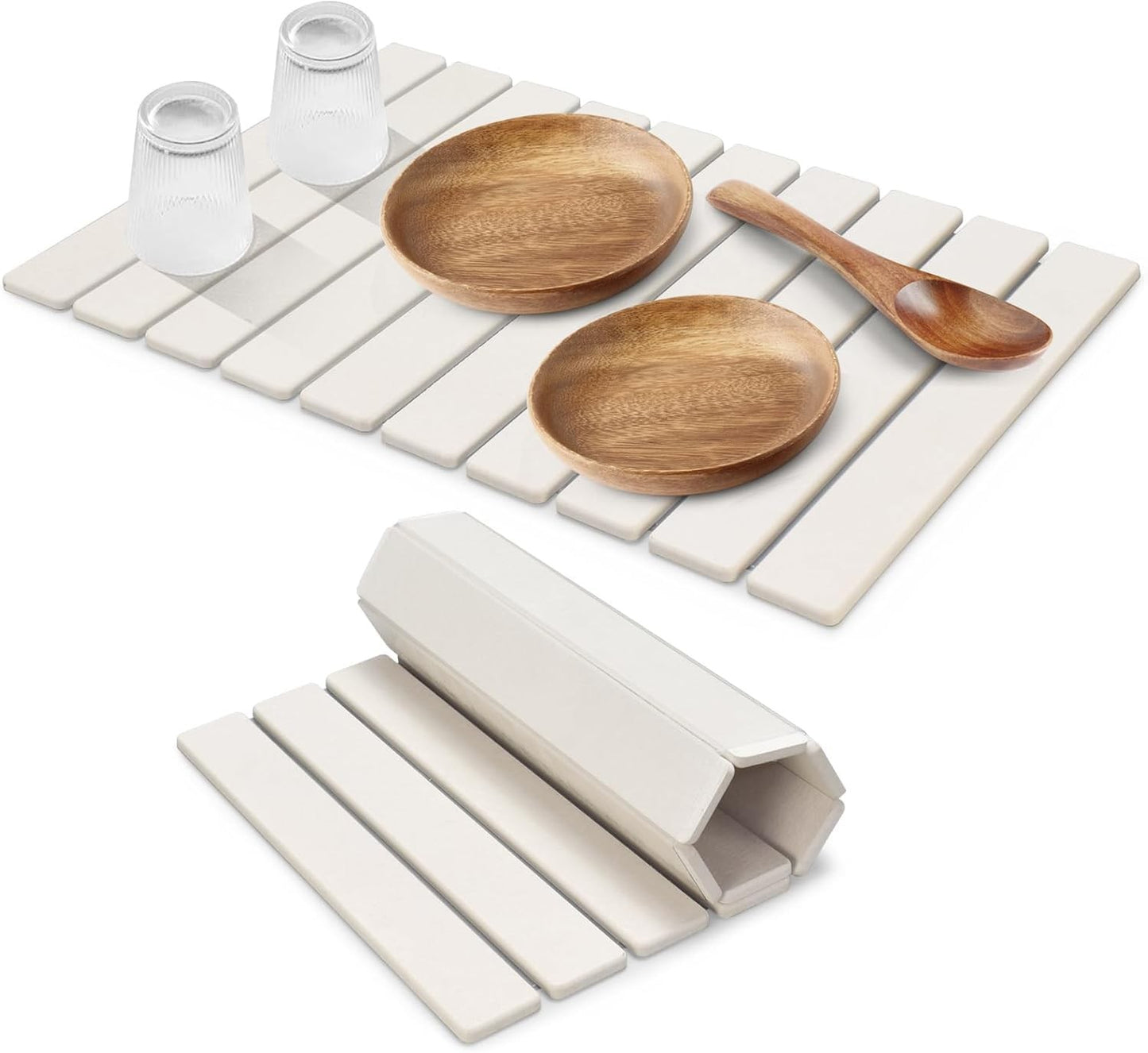 MOTYYA Large Diatomaceous Earth Dish Drying Mat Fast White