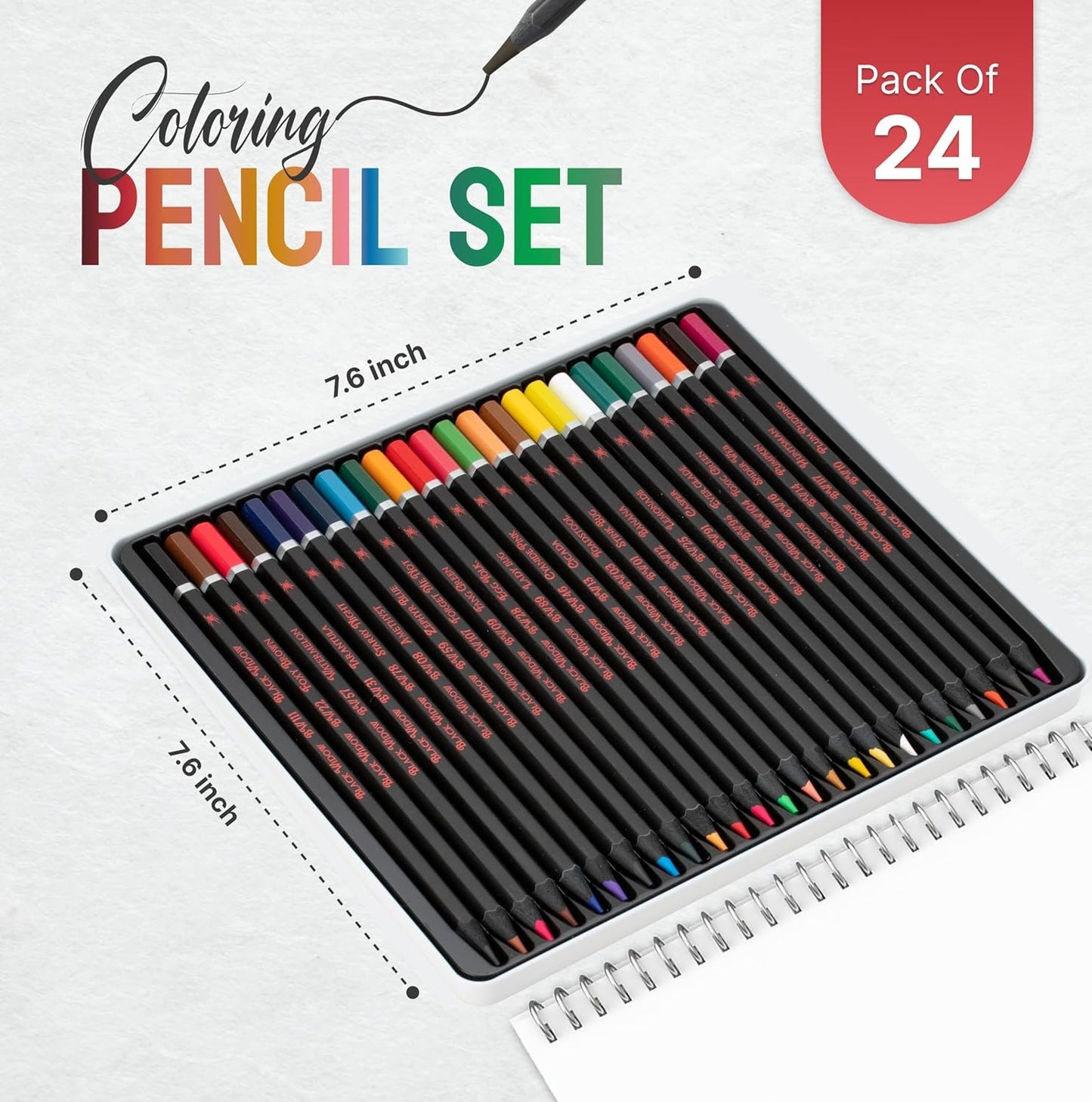 Black Widow 24 Colored Pencils Set for Adults with Smooth Pigments