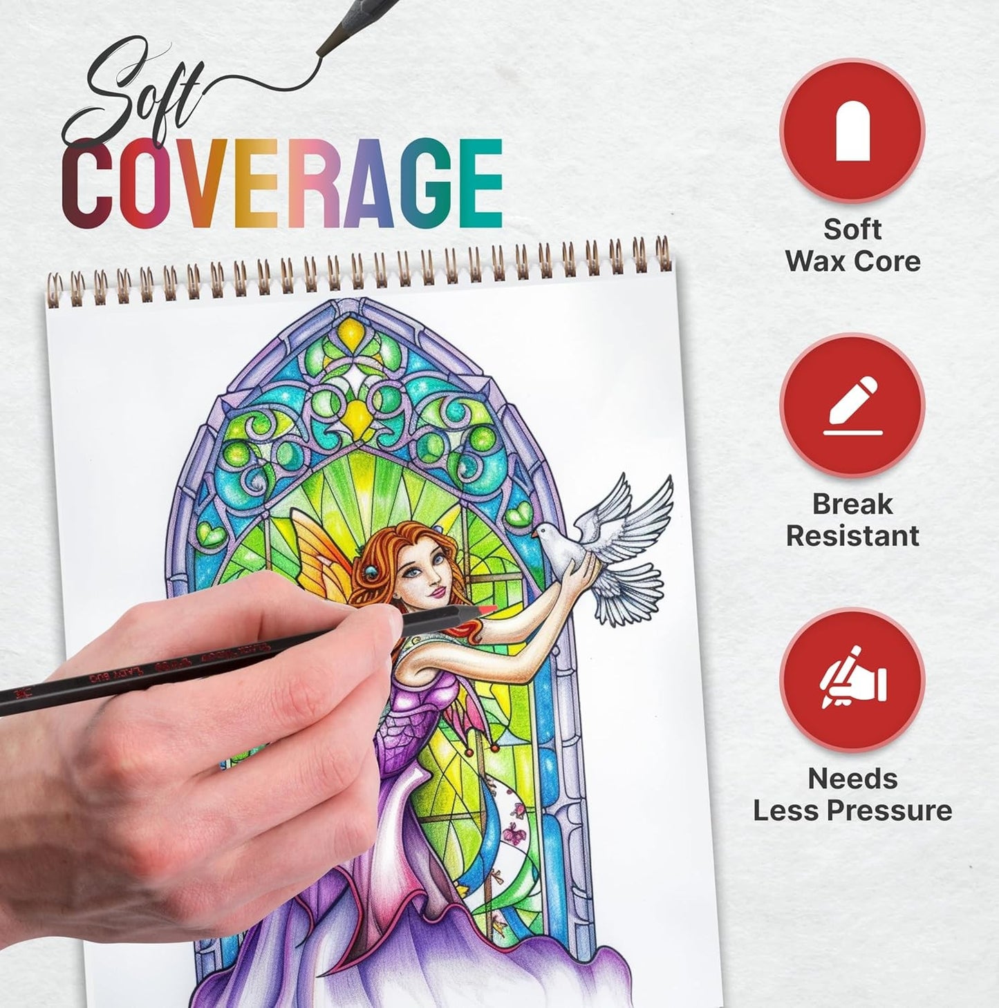 Black Widow 24 Colored Pencils Set for Adults with Smooth Pigments