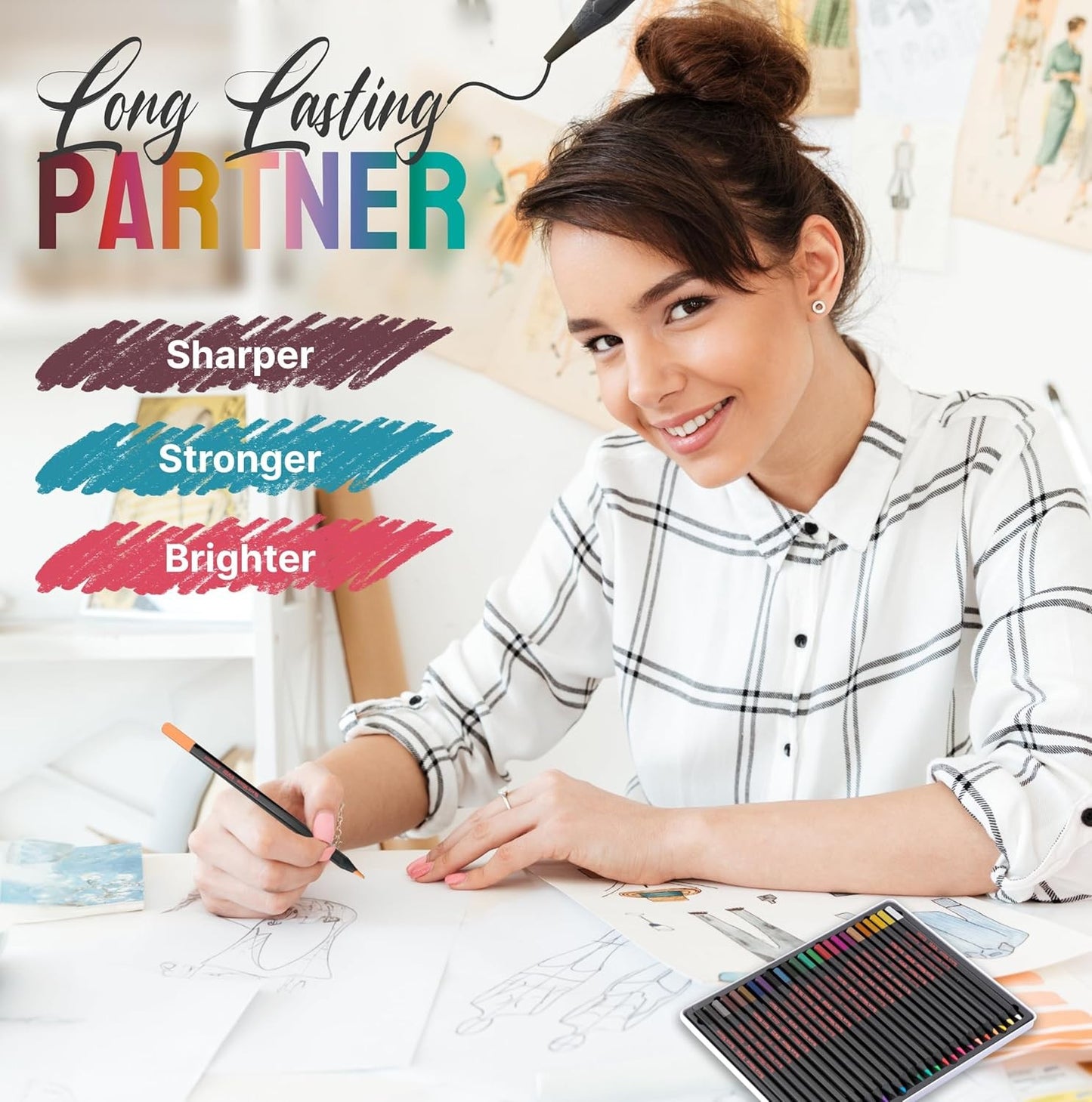 Black Widow 24 Colored Pencils Set for Adults with Smooth Pigments