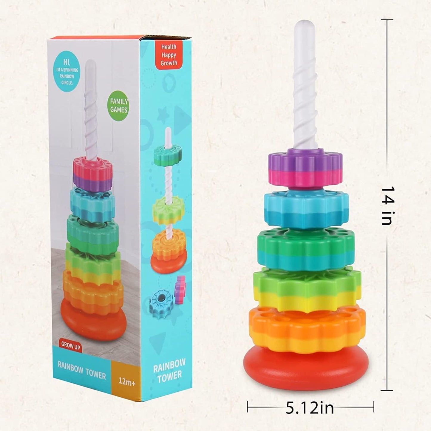ALTGOU Rainbow Ring Stacking Toys for Toddlers 1-3 Years   Gift