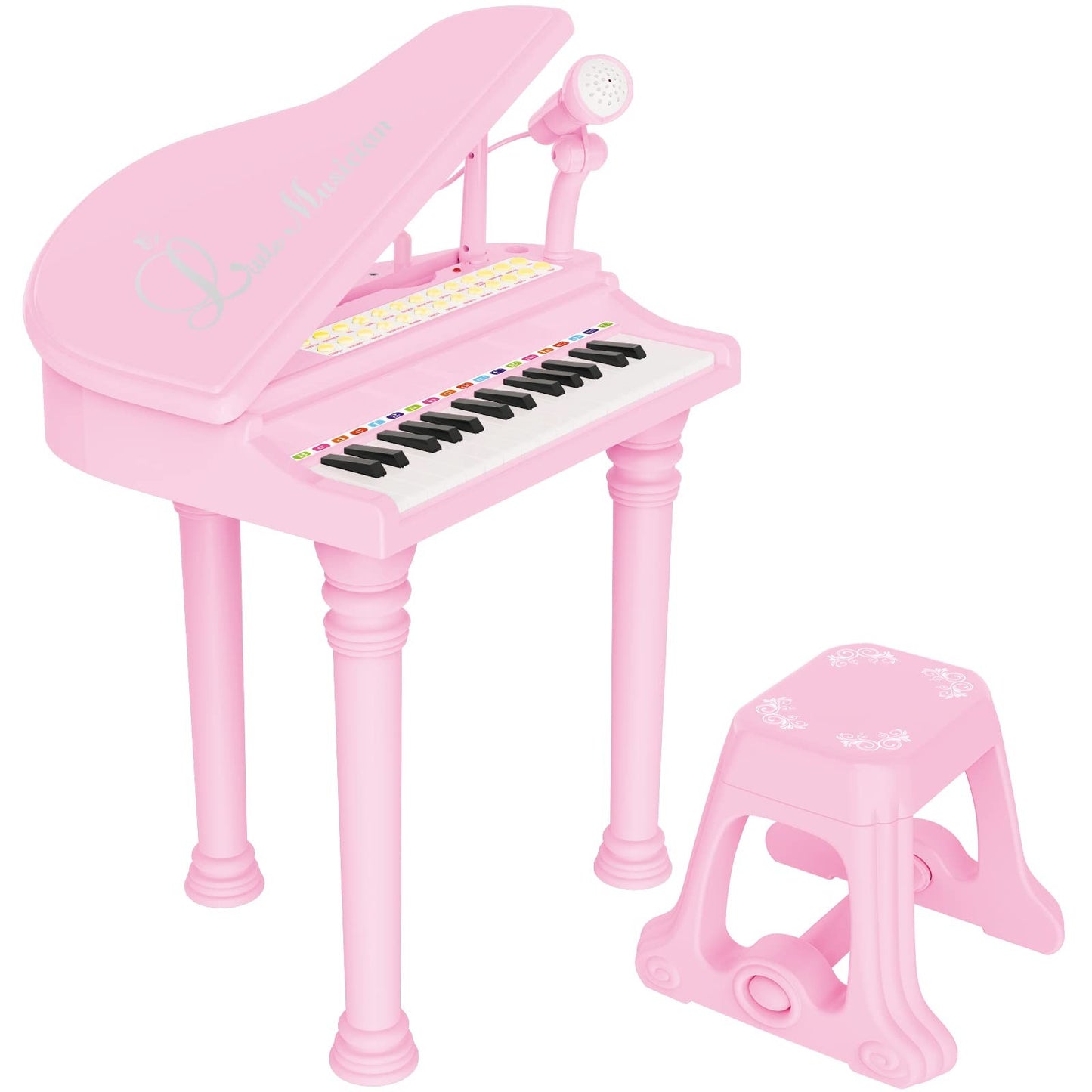 Losbenco P1504A Kids Piano Keyboard Toy with Microphone Pink