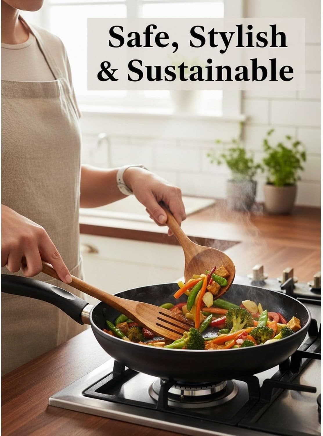 Soomgyeol SEOM Natural Teak Wood Kitchen Utensil Set 8 Piece