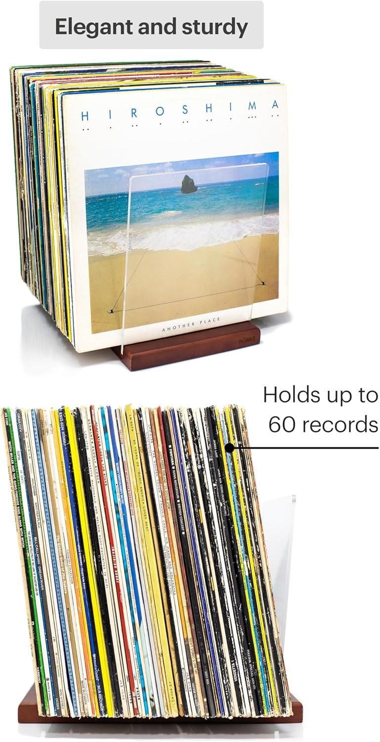 MÖNKE Premium Vinyl Record Storage Holder for 60 LPs - Mid-Century Style