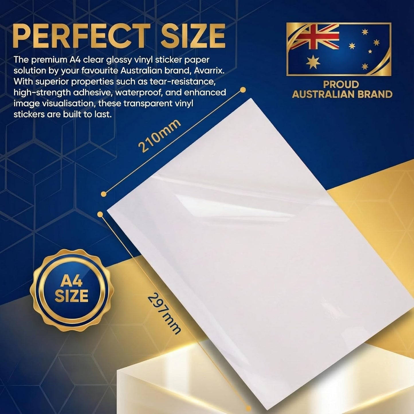 Avarrix Printable Vinyl Sticker Paper A4 Size Clear Glossy 20 Sheets
