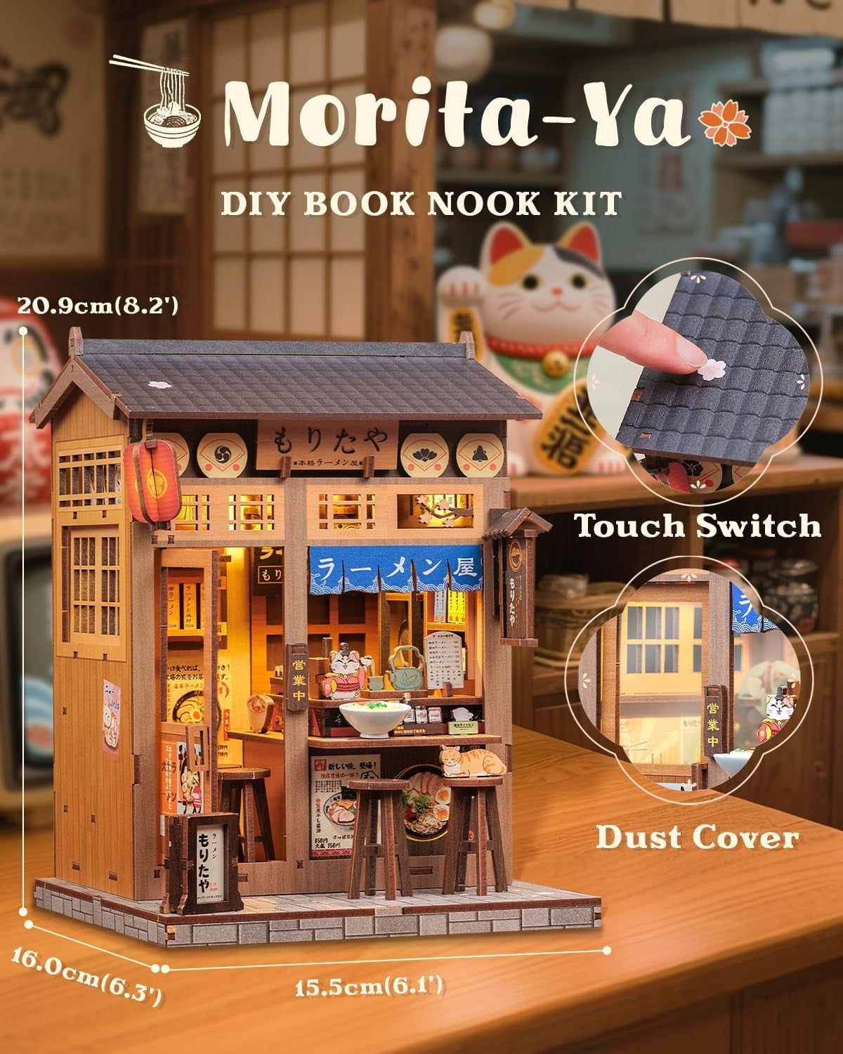 CUTEBEE DIY Miniature House Book Nook Kit Colorful 3D Wooden Puzzle