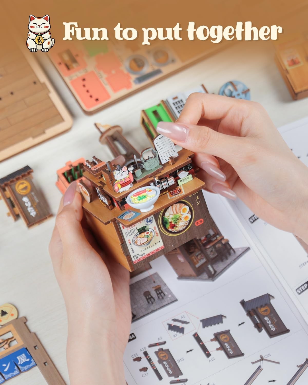 CUTEBEE DIY Miniature House Book Nook Kit Colorful 3D Wooden Puzzle