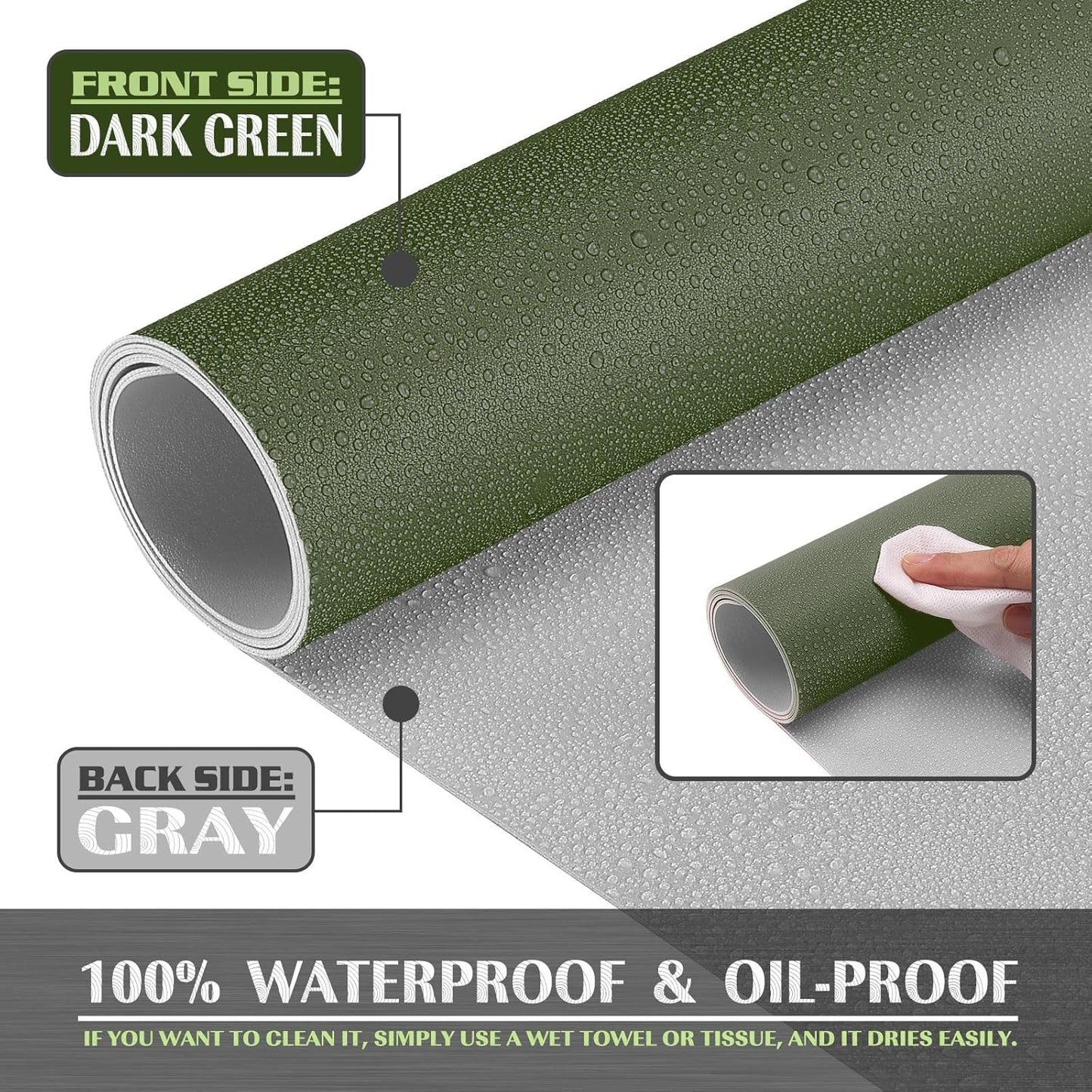 K KNODEL Large Leather Desk Mat for Office Dark Green 80x40cm