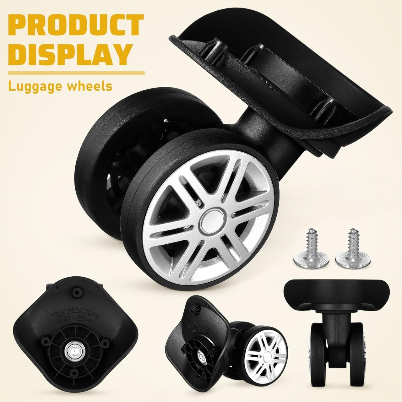 YARNOW Universal Suitcase Wheels Replacement 4-Pack Heavy Duty