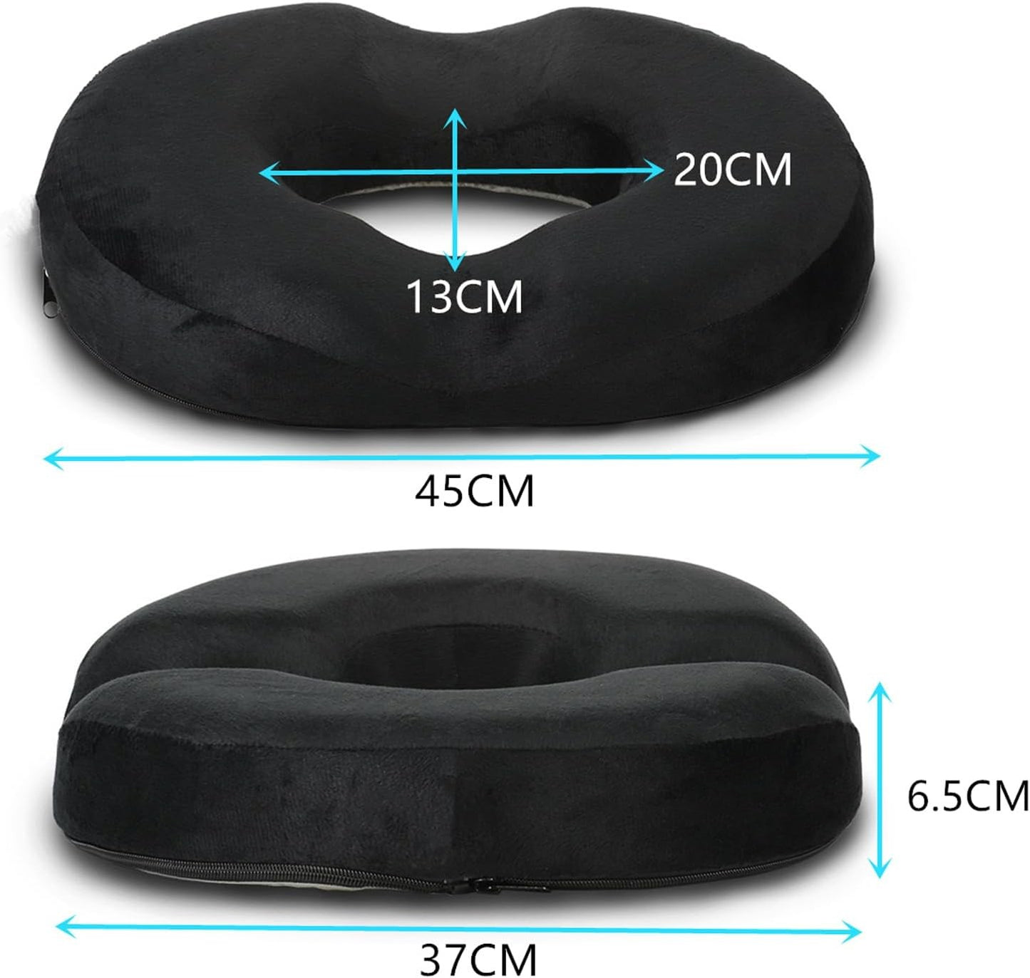 Menbyci Donut Pillow for Tailbone Pain Relief Memory Foam Cushion Black