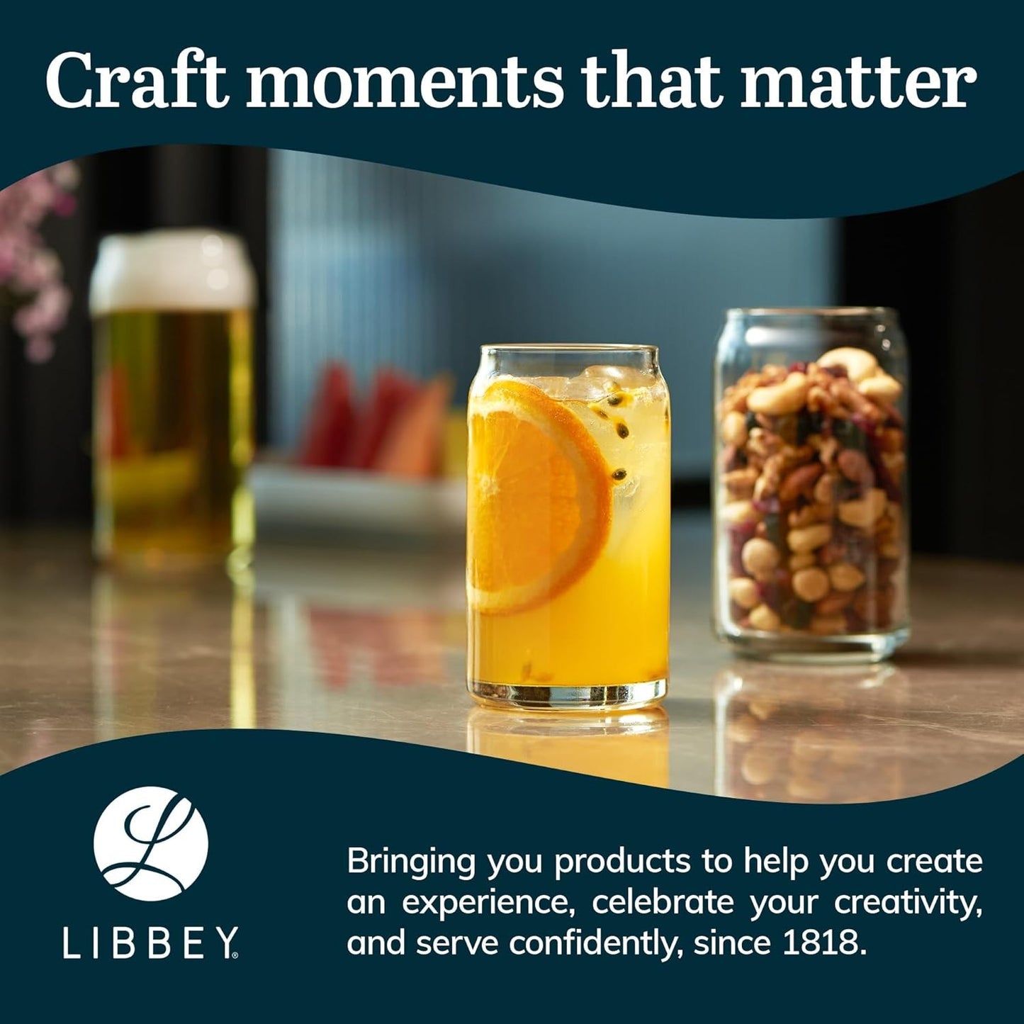 Libbey Classic 16-Ounce Tumbler Glasses Set of 4 Clear Drinkware