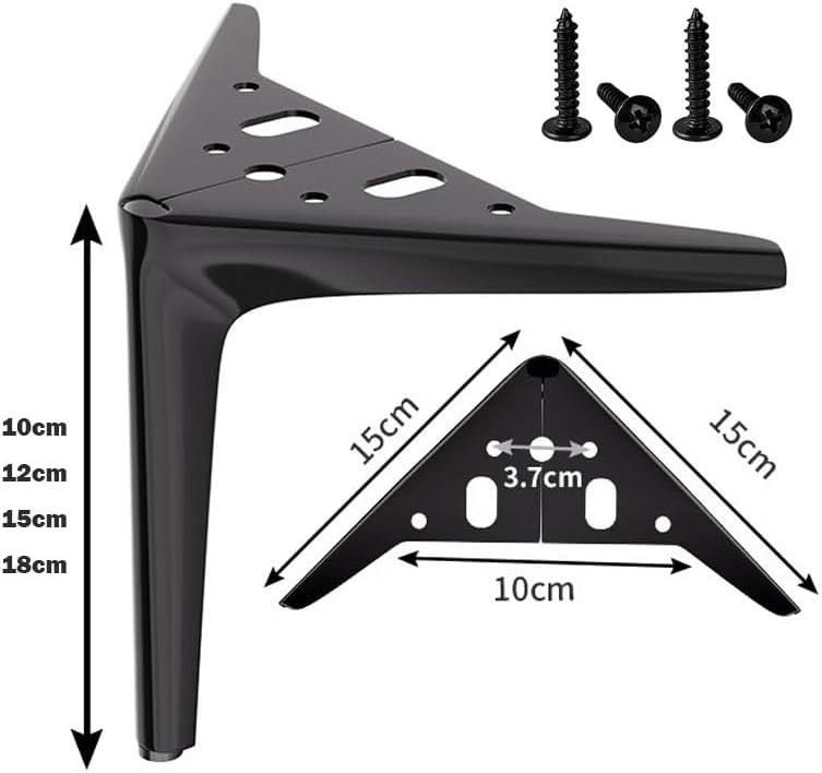 Anfower Modern Iron Furniture Leg Set of 4 Gray Diamond Feet for Cabinets