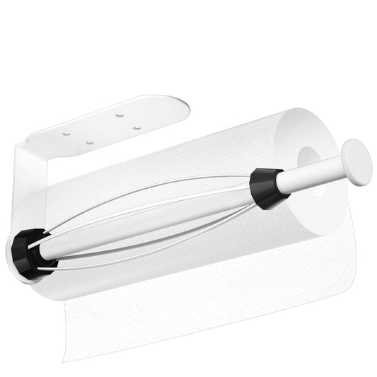 HiFan One-Handed Tearable Paper Towel Holder Wall Mount Adhesive White