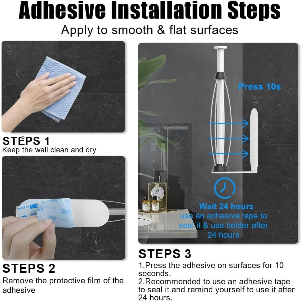 HiFan One-Handed Tearable Paper Towel Holder Wall Mount Adhesive White